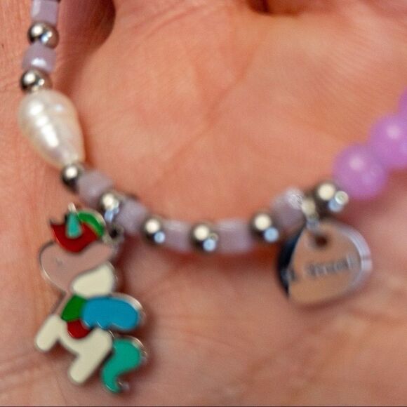 Purple Hair Bow Barettes Bundle with Unicorn Charm - Picture 5 of 7